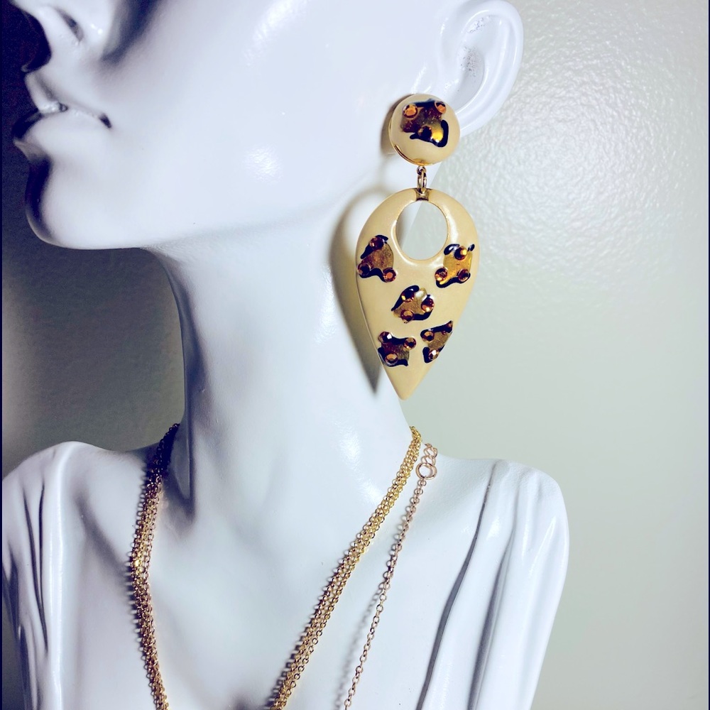 Animal print statement gem earrings